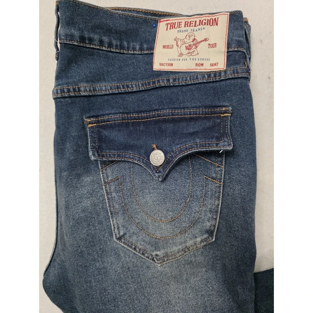 True Religion Dark Woodland‎ Wash Rocco SN FLAP Skinny  700678 Size 36x32
